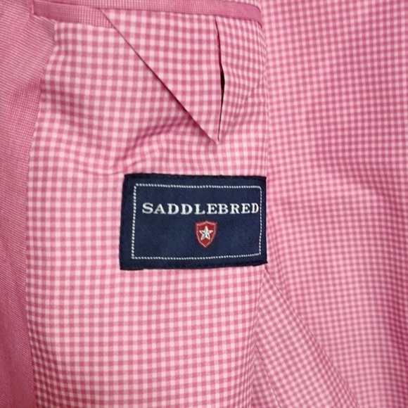 Saddlebred Men’s Classic Preppy Pink Cotton 2 Button Blazer Sport Coat Size 48R - Picture 10 of 11